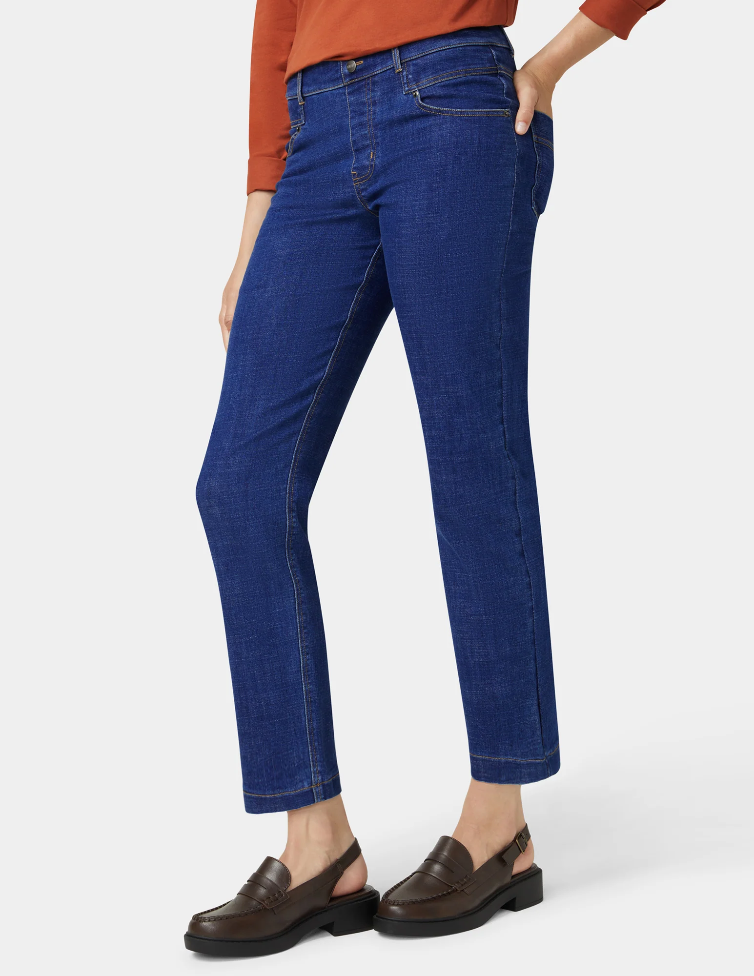 Crosshatch Denim Straight Leg Pant - Image 4