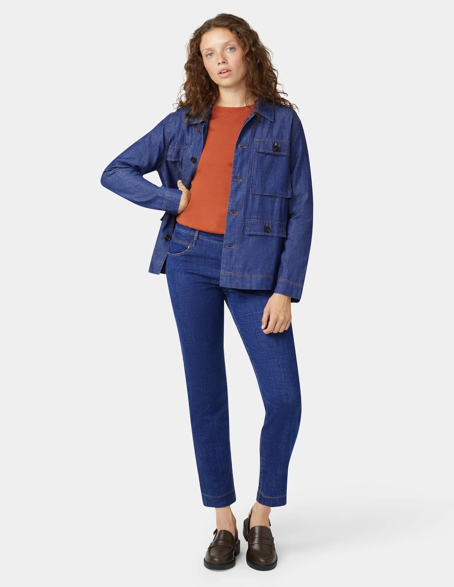 Crosshatch Denim Straight Leg Pant - Image 7