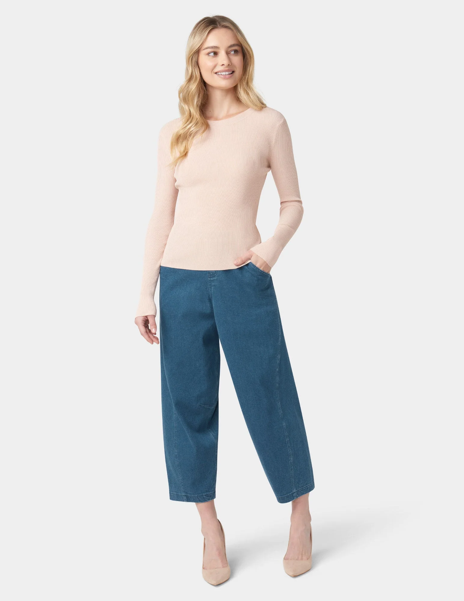 Denim Barrel Leg Skimmer - Image 2