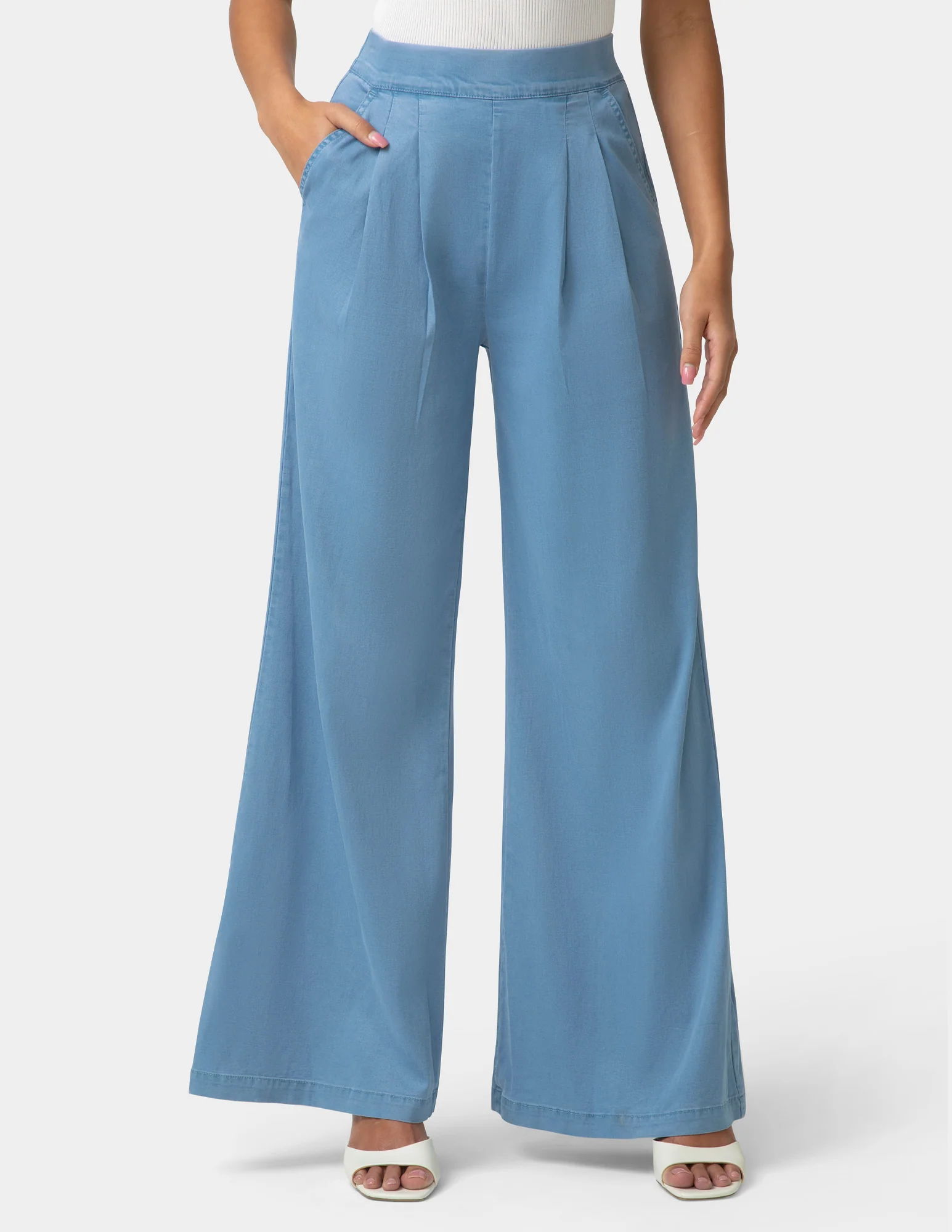 Fluid Denim Palazzo Pant