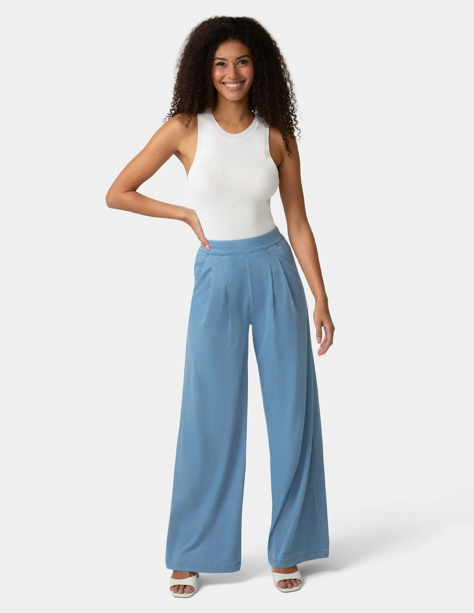 Fluid Denim Palazzo Pant - Image 2