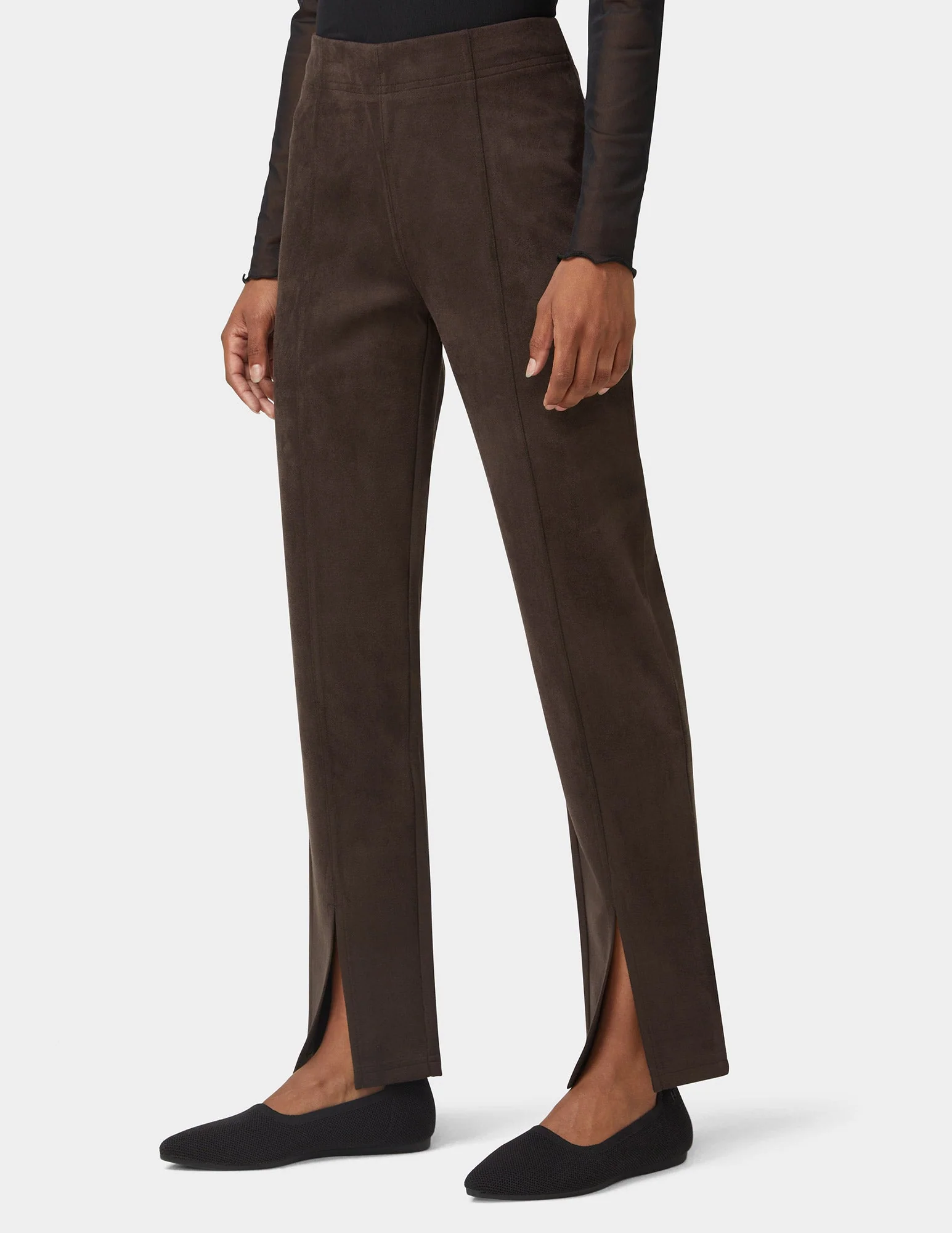 Hi-Rise Suede Straight Legging