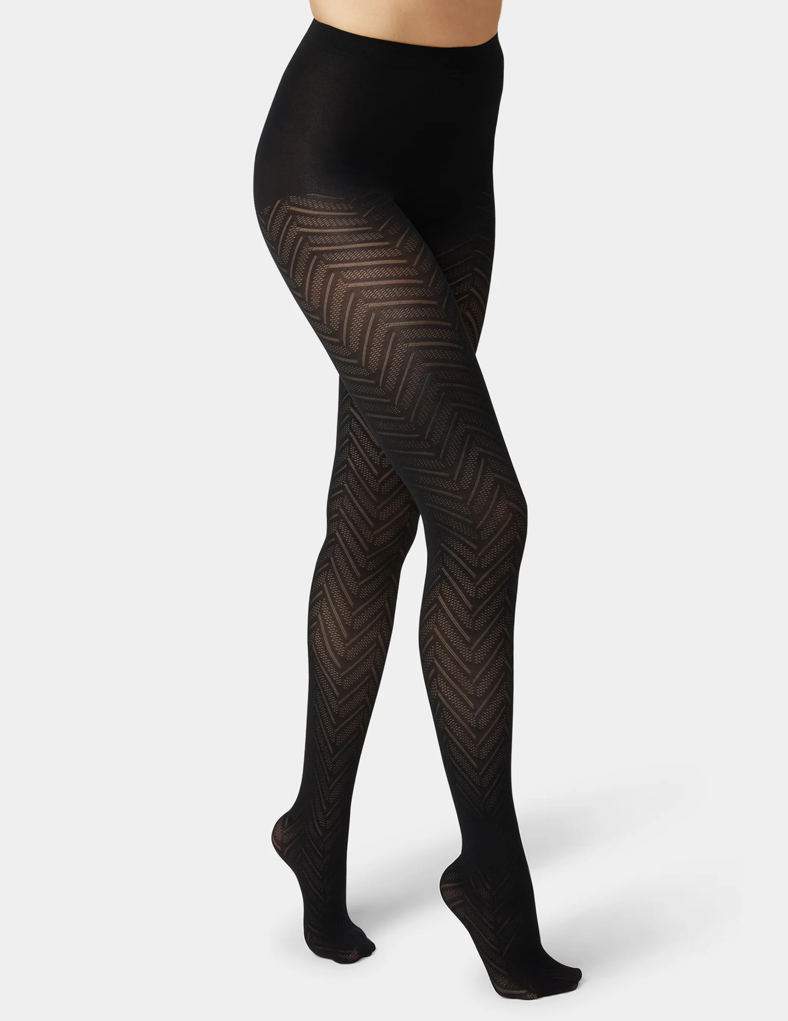 Opaque Chevron Tight With Control Top