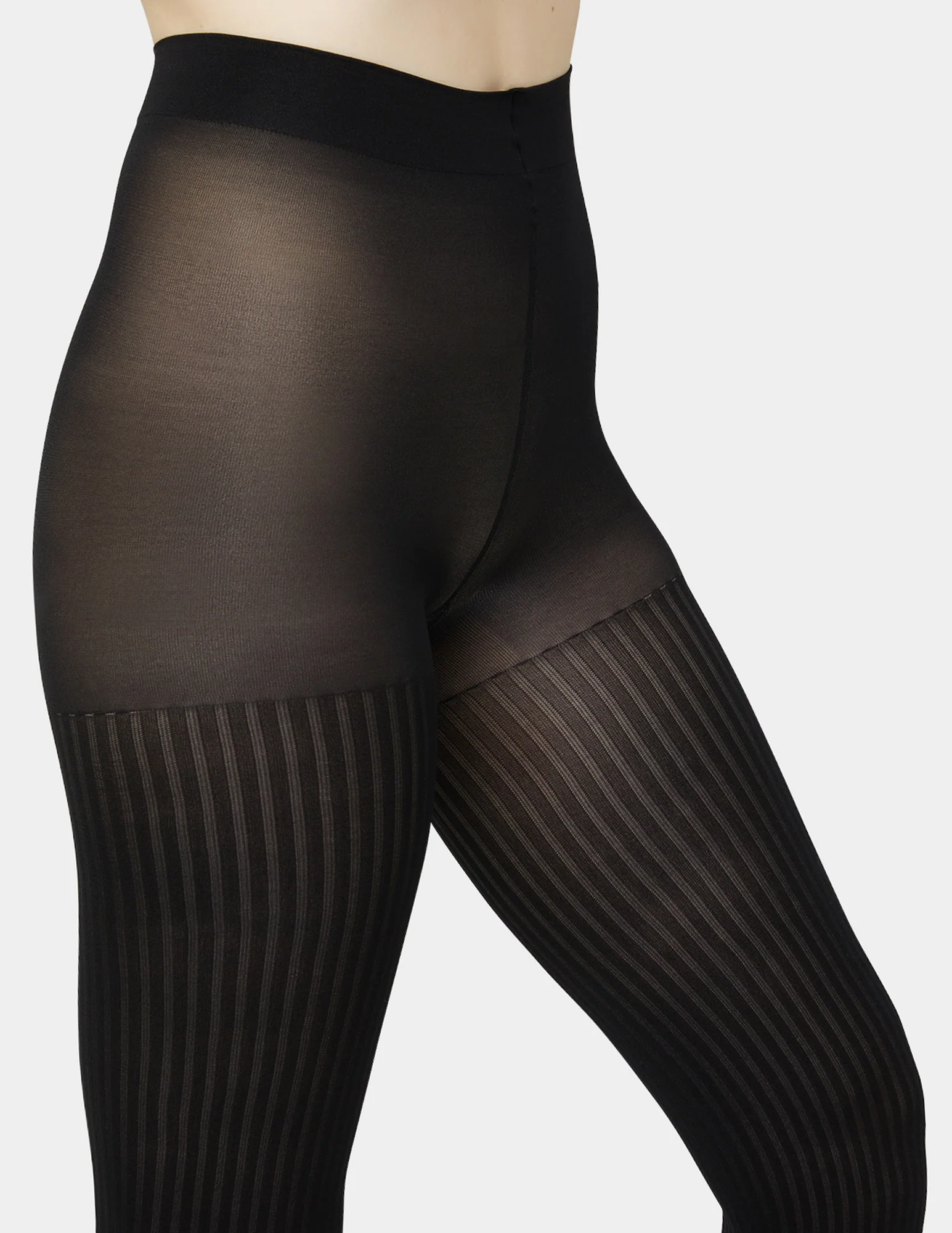 Opaque Sheer Rib Tight With Control Top - Image 2