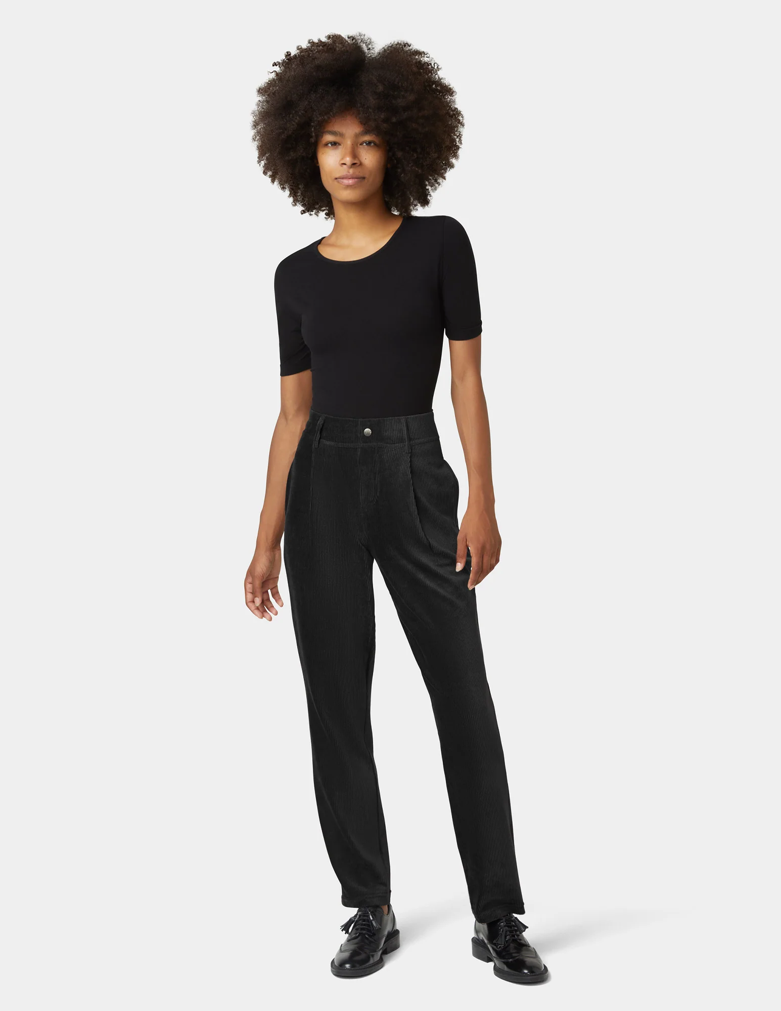 Plush Corduroy Tapered Pants - Image 2