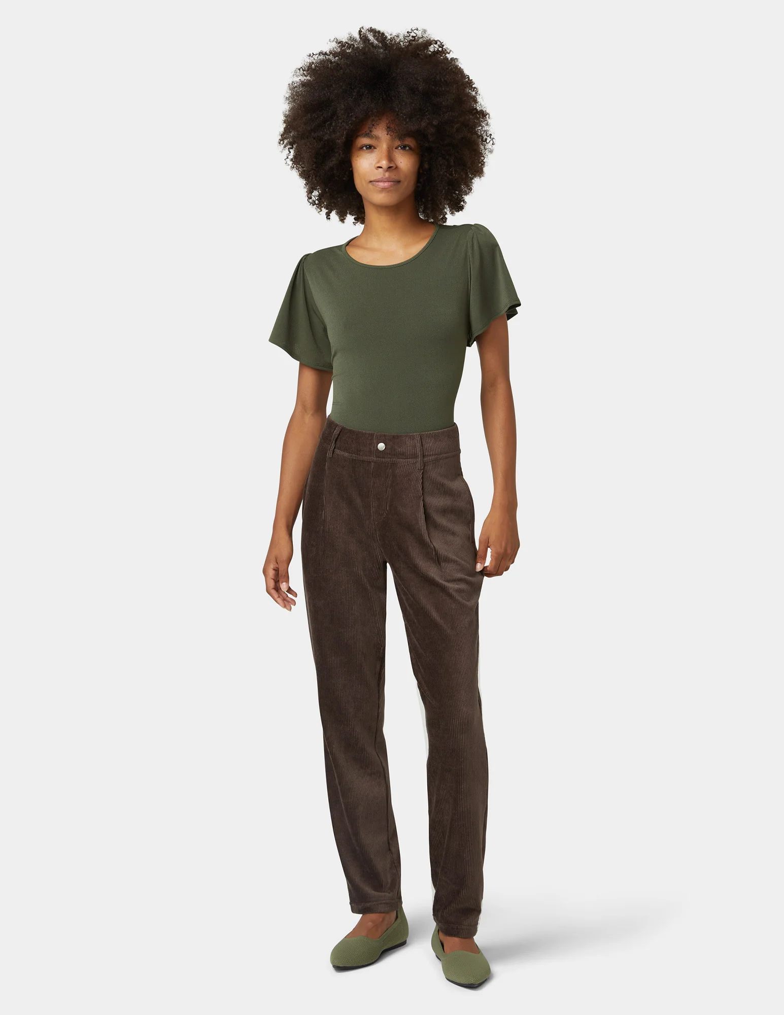 Plush Corduroy Tapered Pants - Image 2