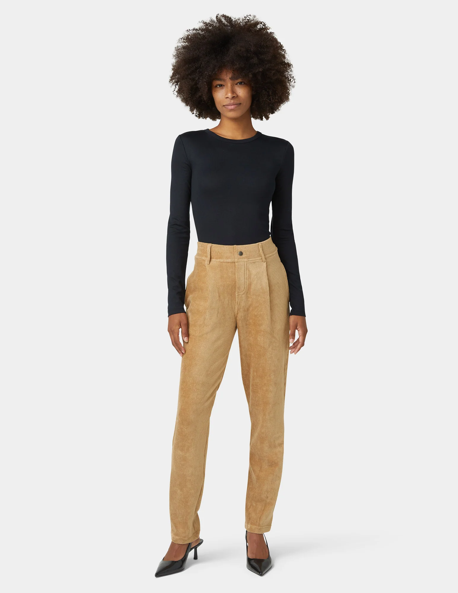 Plush Corduroy Tapered Pants - Image 2