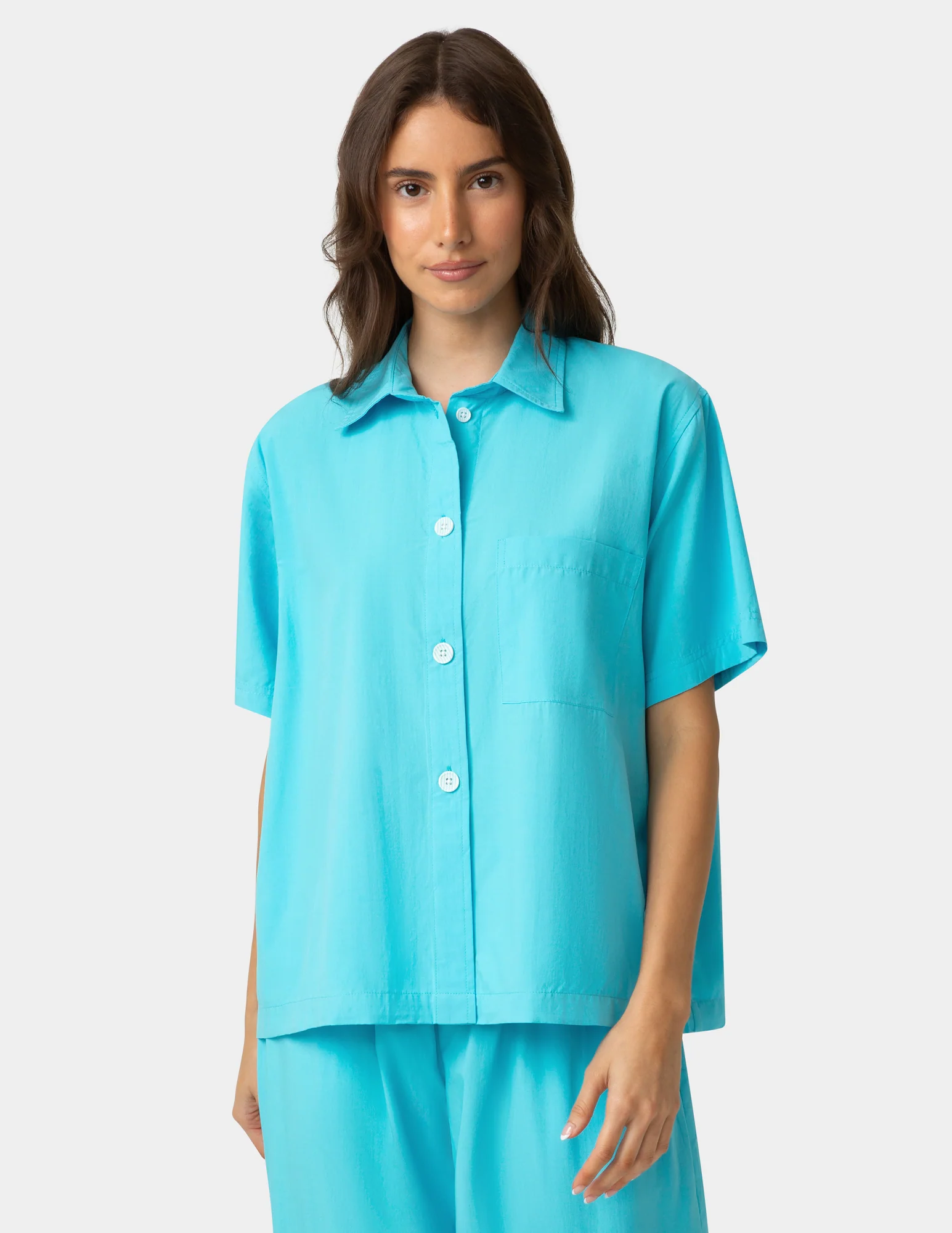 Short Sleeve Poplin Camp PJ Top