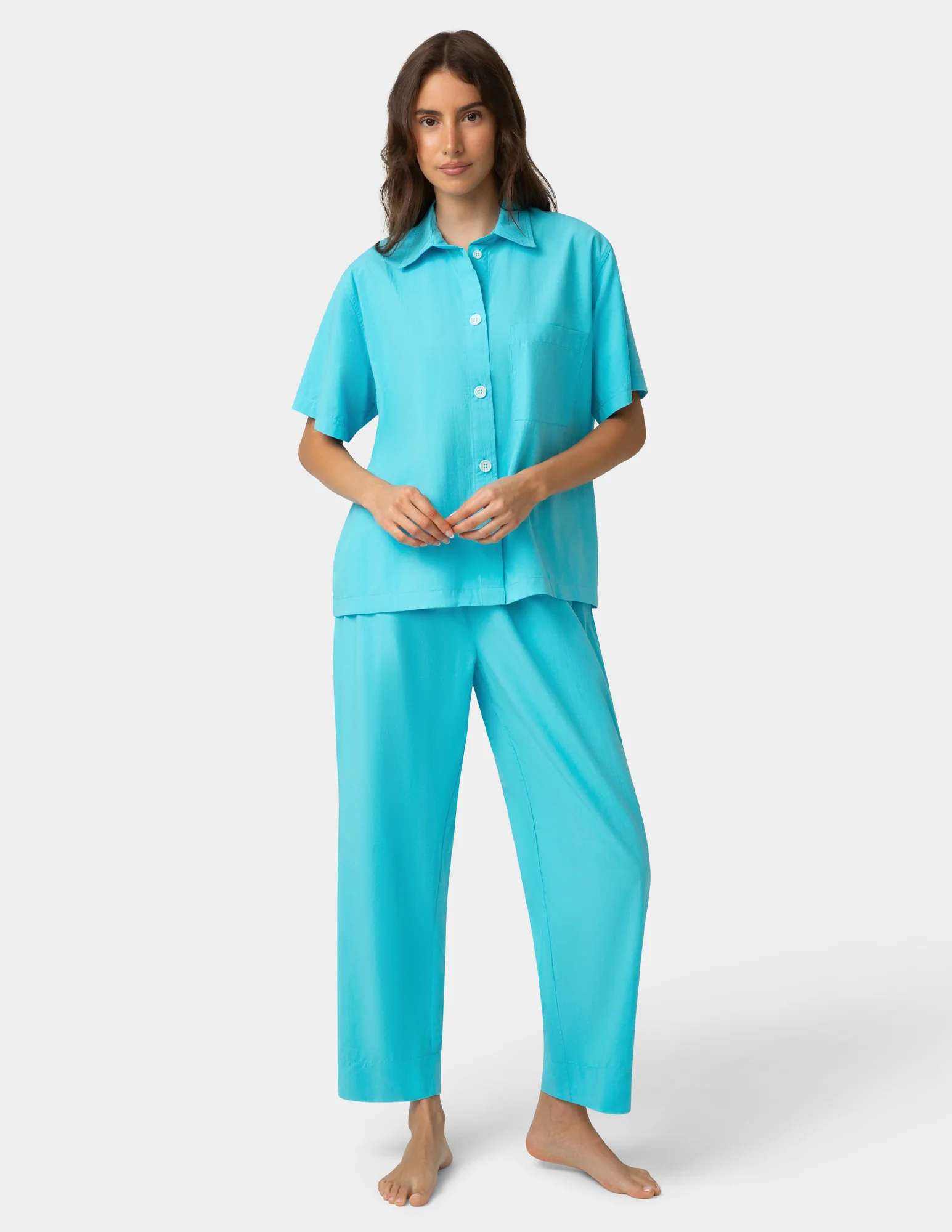 Short Sleeve Poplin Camp PJ Top - Image 2