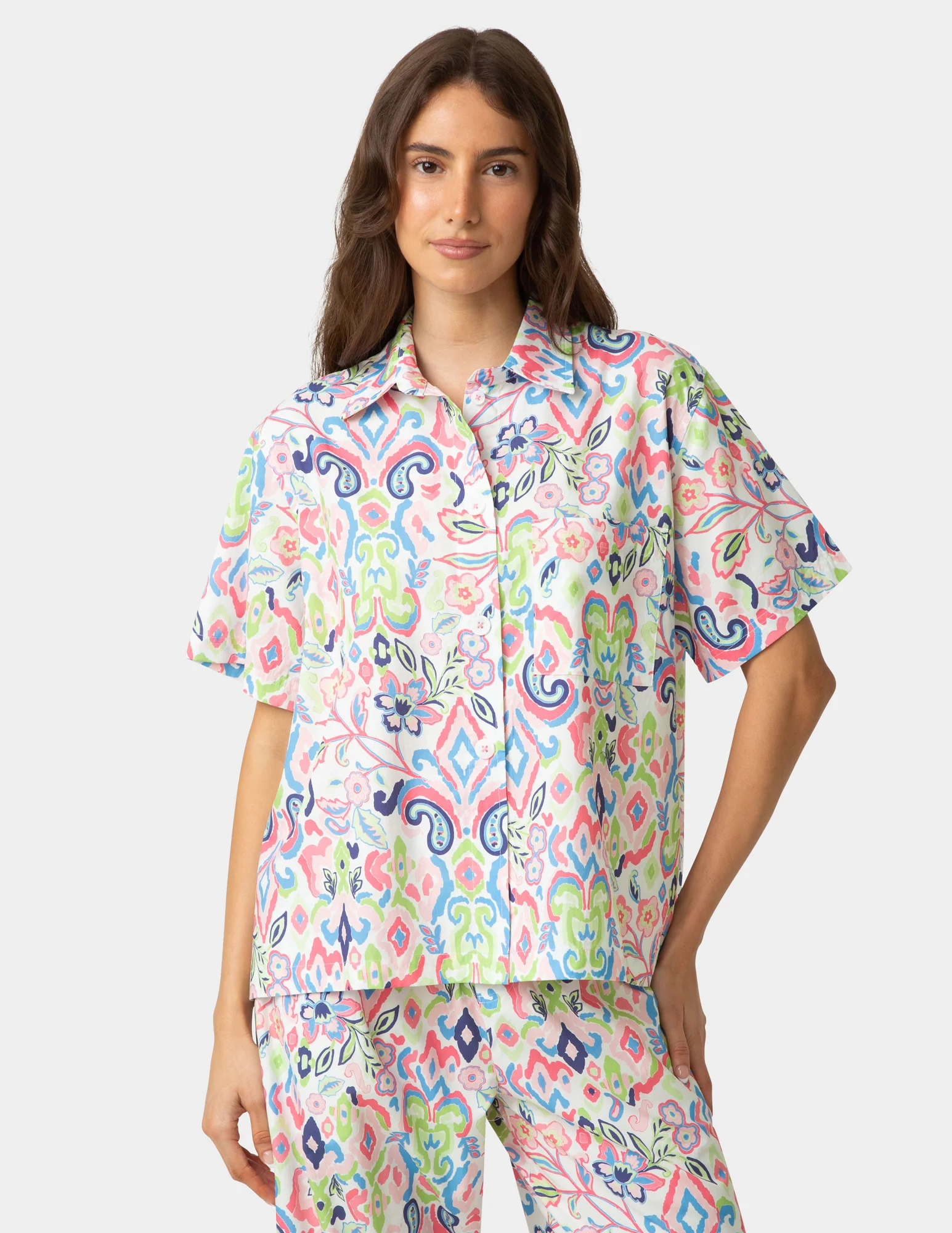 Short Sleeve Poplin Camp PJ Top