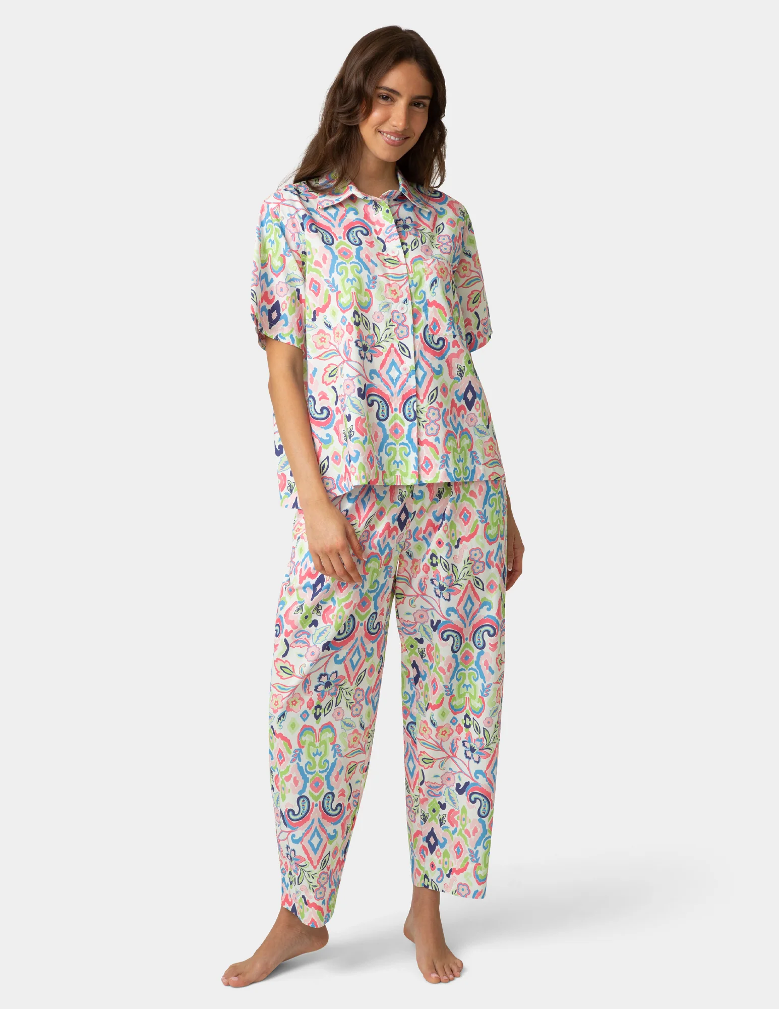Short Sleeve Poplin Camp PJ Top - Image 2
