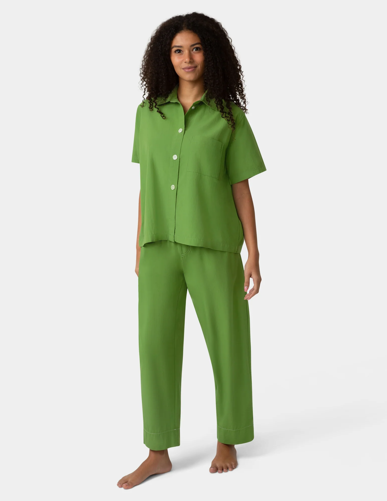 Short Sleeve Poplin Camp PJ Top - Image 2