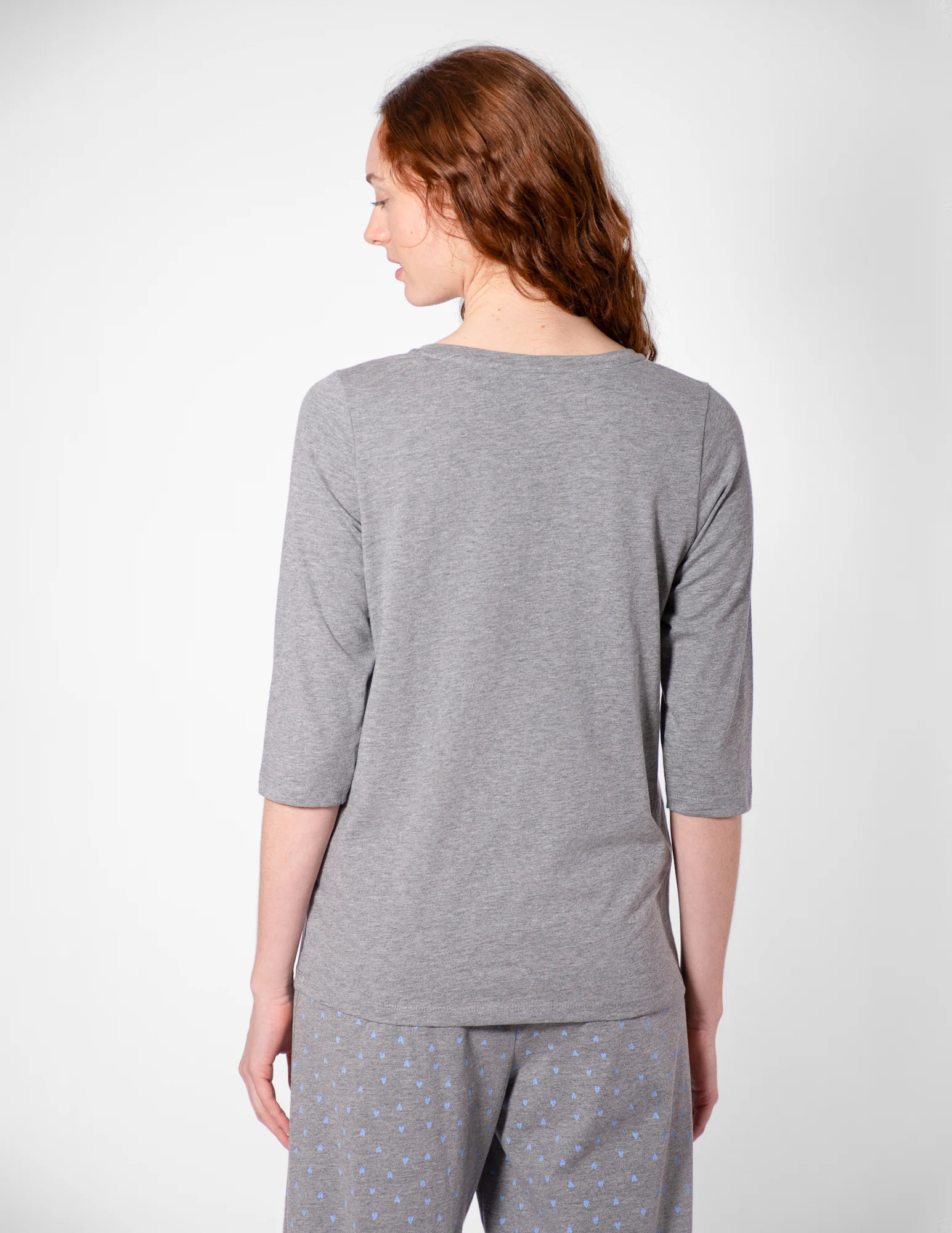 SleepWell Solid 3/4 Sleeve V-Neck Sleep Tee - Image 3