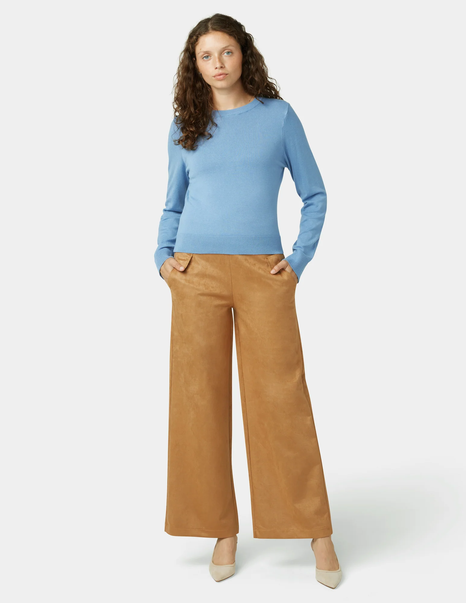 Suede Wide Leg Pant - Image 7